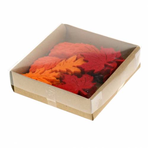 Floristik24 Pabarstyti deko rudens veltinio lakštai raudoni, oranžiniai 3,5cm 36vnt