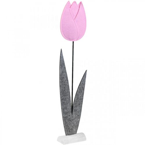 Veltinio gėlių veltinio deko gėlė tulpė rožinė stalo puošmena H68cm