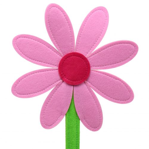 Floristik24 Rožinė veltinio gėlė 64cm