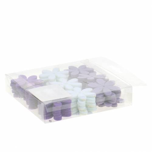 Floristik24 Veltinis žiedas alyvinis, baltas asorti 4,5cm 54p