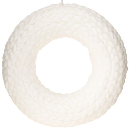 Veltinio vainiko vilnos veltinis pakabinimui baltai pintas Ø30cm