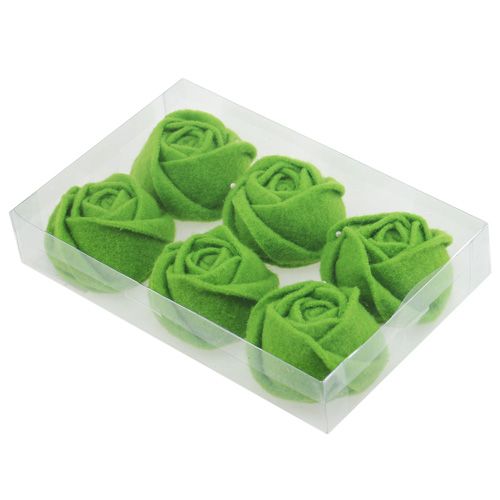 Floristik24 Veltinis rožinis žalias Ø8cm H4,5cm 6vnt