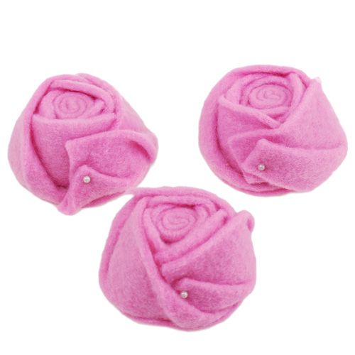 Floristik24 Veltinis rožinis rožinis Ø8cm H4,5cm 6vnt