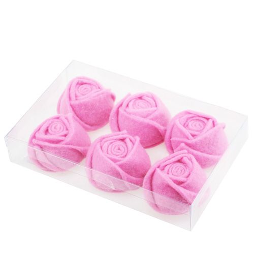 Floristik24 Veltinis rožinis rožinis Ø8cm H4,5cm 6vnt