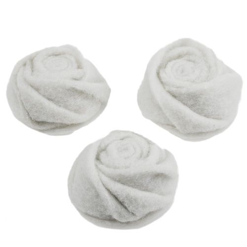 Floristik24 Veltinis rožė baltas Ø8cm H4cm 6vnt