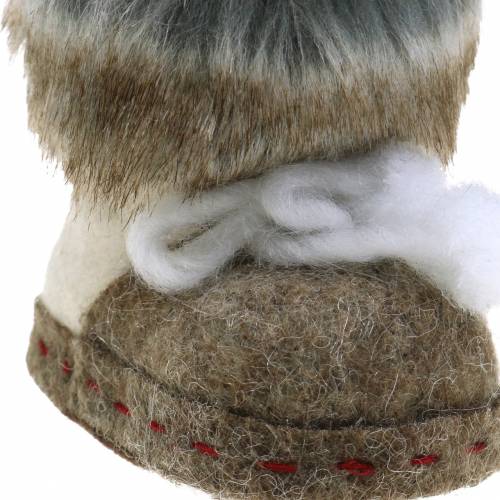 Floristik24 Kalėdų eglutės papuošimai veltinio batų pora su kailiu 10cm x 8cm 2vnt