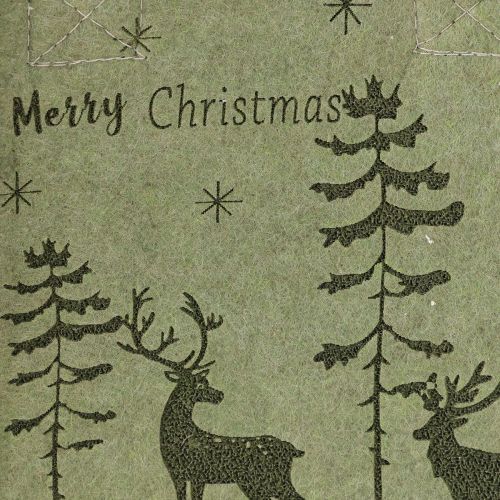 Floristik24 Veltinio maišelis „Merry Christmas“ mažas su rankenėlėmis, žalias, 15 × 10 cm