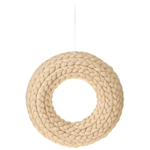 daiktų Šviesiai rudos spalvos veltinio vilnos dekoratyvinis vainikas kabinimui Ø30cm P4cm