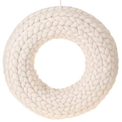 Floristik24 Dekoratyvinis veltinio vilnos vainikas smėlio spalvos pakabinimui Ø30cm H4cm
