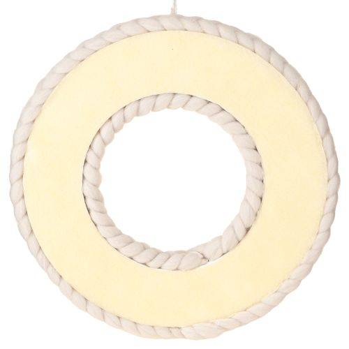 daiktų Dekoratyvinis veltinio vilnos vainikas smėlio spalvos pakabinimui Ø30cm H4cm