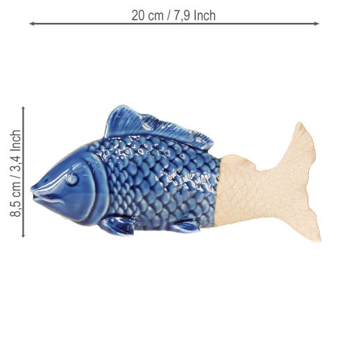 daiktų Keraminė žuvies puošmena Maritime Blue Beige 20×8×8,5cm 2 vnt