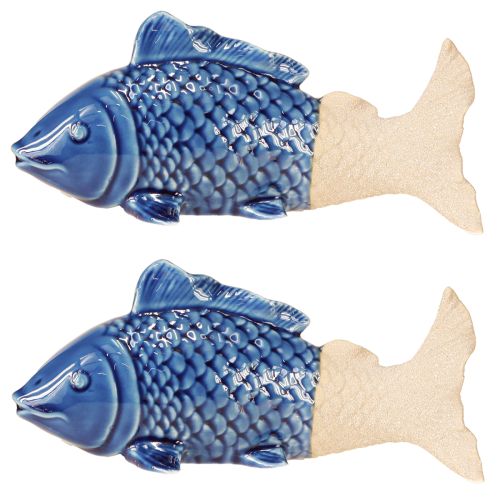 daiktų Keraminė žuvies puošmena Maritime Blue Beige 20×8×8,5cm 2 vnt
