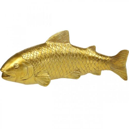 Floristik24 Dekoratyvinė žuvytė paguldomai, žuvies skulptūra poliresin auksinė didelė L25cm