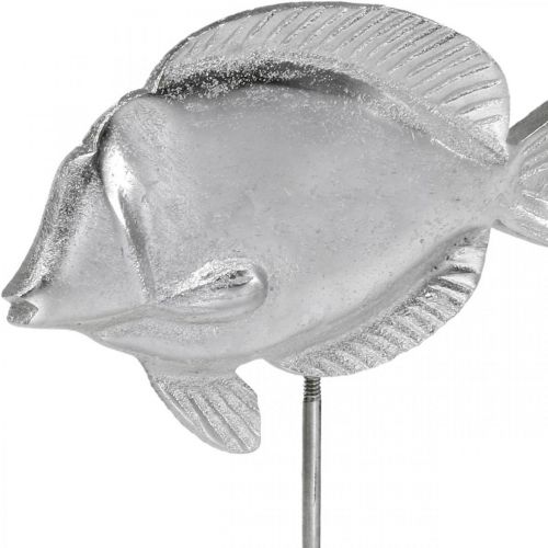 Floristik24 Žuvis dedama, jūrinė puošmena, dekoratyvinė žuvytė iš metalo sidabro, natūralios spalvos H23cm