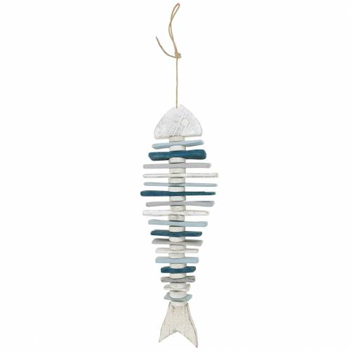 daiktų Jūrinės žuvies dekoracija iš mėlynos dreifuojančios medienos, balta L70cm
