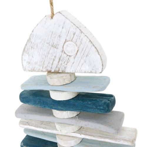 daiktų Jūrinės žuvies dekoracija iš mėlynos dreifuojančios medienos, balta L70cm