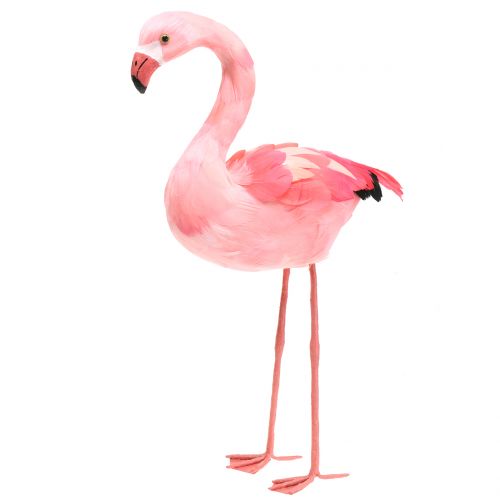 Floristik24 Dekoratyvinis flamingas su plunksnomis rožinės spalvos H45cm