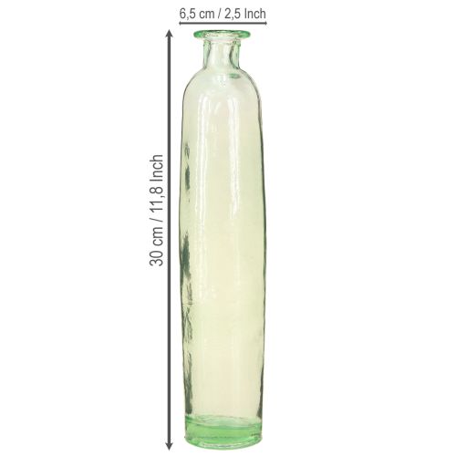 daiktų Buteliuko dekoravimo vaza stiklas skaidrus/žalias retro Ø6.5cm H30cm