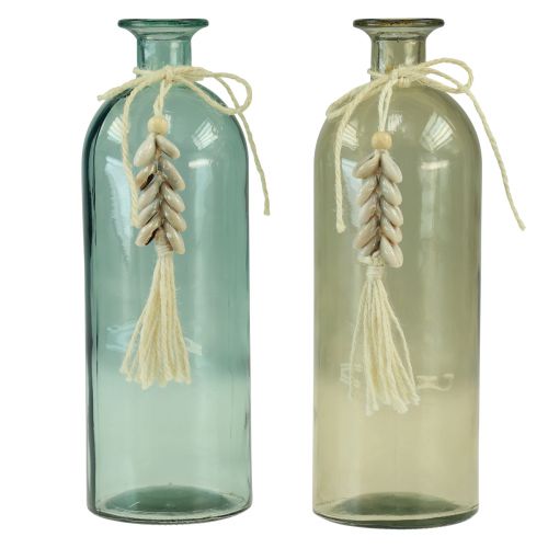 Buteliai dekoratyviniai stikliniai vaza cowrie kriauklės maritime H26cm 2vnt