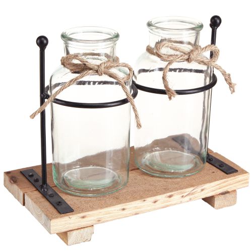 daiktų Butelių vaza dekoratyviniai buteliai stiklo medžio 23x12x19,5cm 2vnt