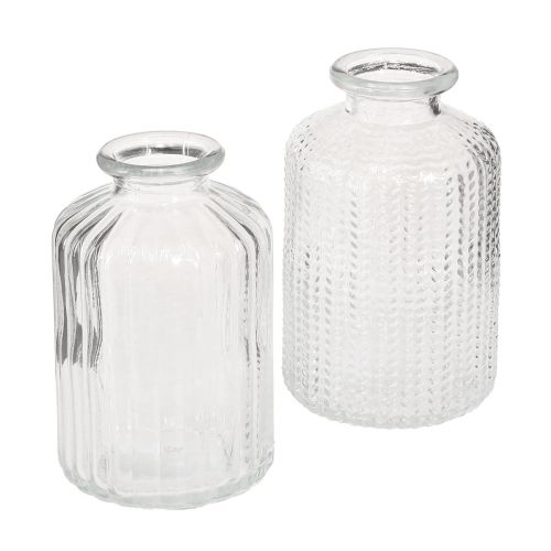 Floristik24 Butelių vaza stiklinės mini vazos su retro dekoru H9cm 4vnt