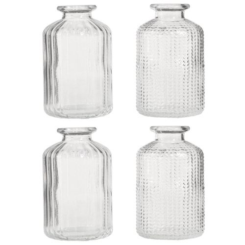 Floristik24 Butelių vaza stiklinės mini vazos su retro dekoru H9cm 4vnt