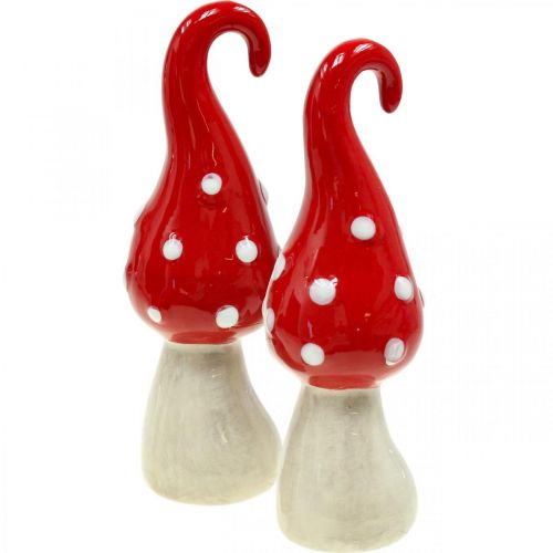 Floristik24 Toadstool keraminiai dekoratyviniai grybai raudoni balti Ø5cm A15,5cm 2vnt