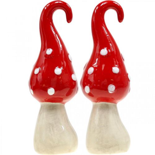 daiktų Toadstool keraminiai dekoratyviniai grybai raudoni balti Ø5cm A15,5cm 2vnt