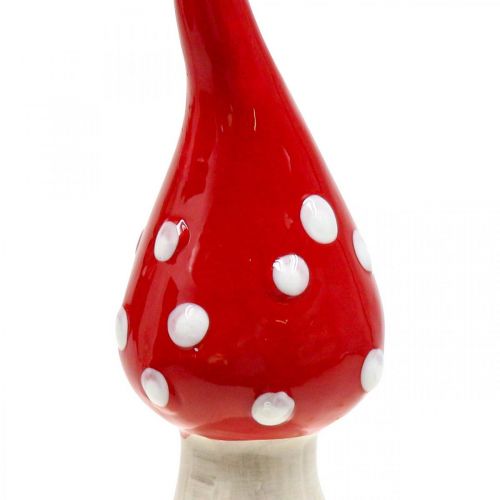 daiktų Deco musmirė keramika Deco grybas raudonas baltas Ø6.5cm H21cm