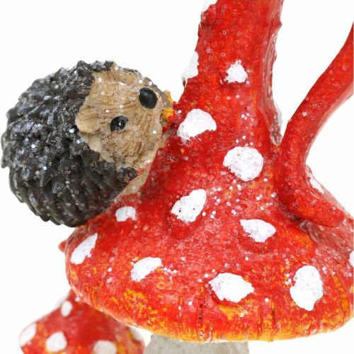 Musmirė su ežiuku puošmena grybas rudens puošmena H14cm 2vnt