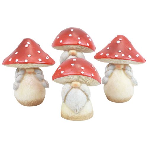 Musmirė Dekoracija Grybai Rudens Dekoracija Raudona Balta Ø6cm A7.5cm 4 vnt.