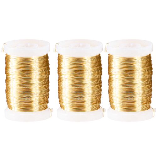 daiktų Floristinė viela mirtų viela dekoratyvinė viela auksinė 0,30mm 100g 3 vnt