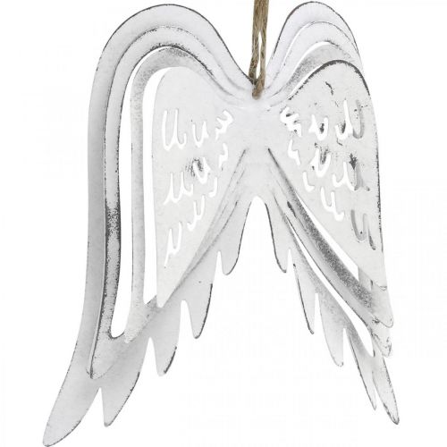 Floristik24 Angelo sparnai pakabinami, kalėdinė puošmena, metaliniai pakabukai balti A11,5cm P11cm 3vnt.