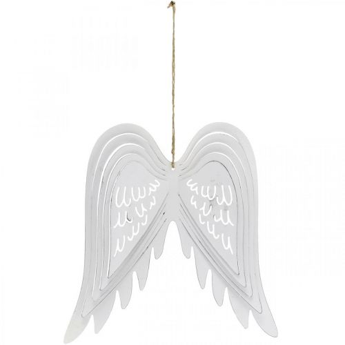 Floristik24 Pakabinami sparnai, Advento puošmena, angelo sparnai iš metalo Balta A29,5cm P28,5cm