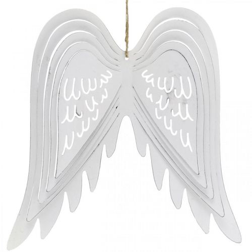 Floristik24 Pakabinami sparnai, Advento puošmena, angelo sparnai iš metalo Balta A29,5cm P28,5cm