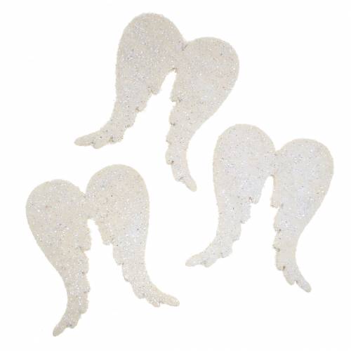 Floristik24 Sklaidos dekoracijos angelo sparneliai blizgučiai balti 5cm 48 vnt