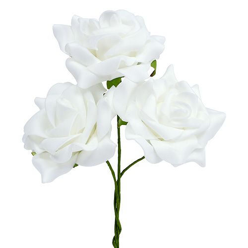 Floristik24 Putplasčio rožė Ø 7,5cm balta 18vnt