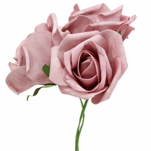 Floristik24 Putplasčio rožė Ø6cm sena rožinė 27 vnt