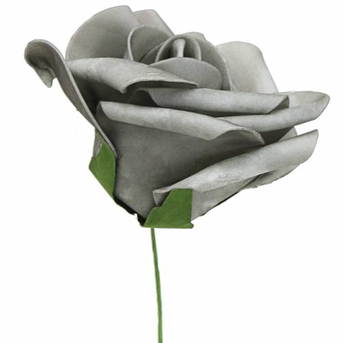 Floristik24 Putplasčio rožė Ø10cm pilka 8 vnt