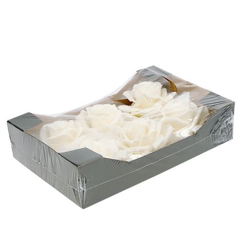 Floristik24 Putplasčio rožė balta Ø10cm apsnigta 6vnt