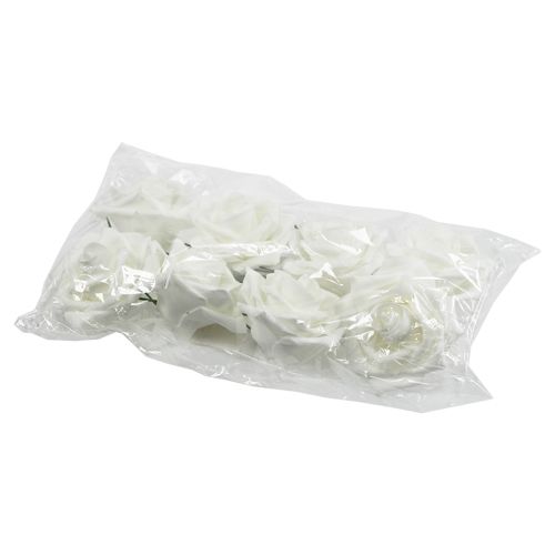 Floristik24 Putplasčio rožė balta Ø10cm 8 vnt