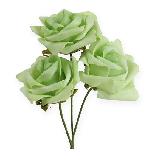 Floristik24 Putplasčio rožė Ø 8cm žalia 18 vnt