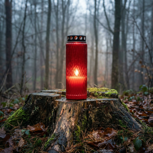 daiktų Kapo žvakės dangtelio motyvas gėlė raudona juoda 10 dienų H27cm