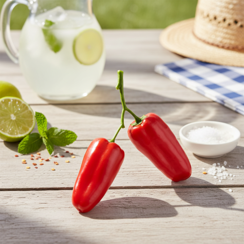 daiktų Dirbtinės aitriosios paprikos raudonos ant šakos daržovių puošmena L8cm