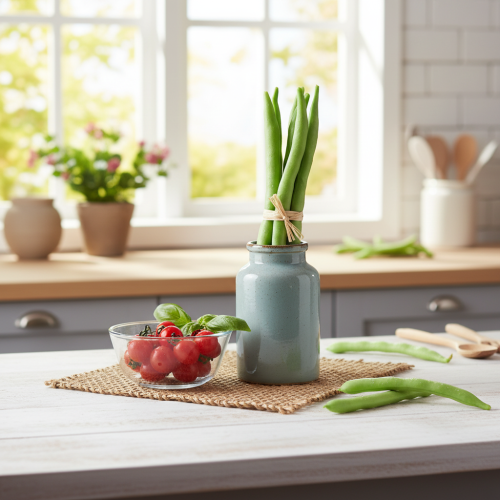 daiktų Dekoratyvinės pupelės, dirbtinės daržovės, žalios, tikro prisilietimo, 17 cm, 6 vnt.