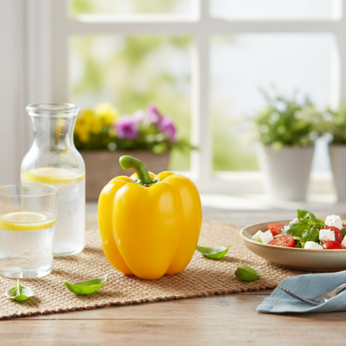 daiktų Maisto manekeno puošmena daržovės pipirai geltoni H10cm