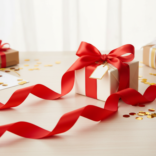 daiktų Garbanojimo juostelė 50mm 100m raudona