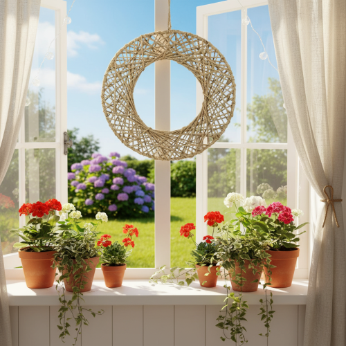 daiktų Dekoratyviniai džiuto žiedai, natūralaus stiliaus, pakabinama dekoracija, bohemiško stiliaus, Ø38cm, 2 vnt., metaliniai žiedai, sienų dekoracija, langų dekoracija