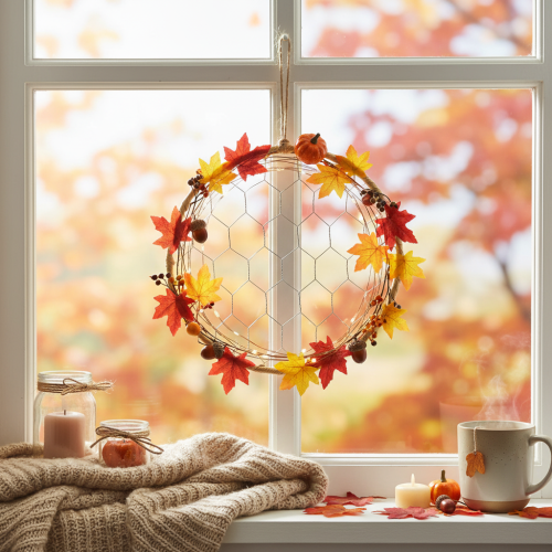 daiktų Dekoratyviniai metaliniai rafijos pakabinimo žiedai, Ø20cm, 4 vnt., bohemiška sienų dekoracija, langų dekoracija