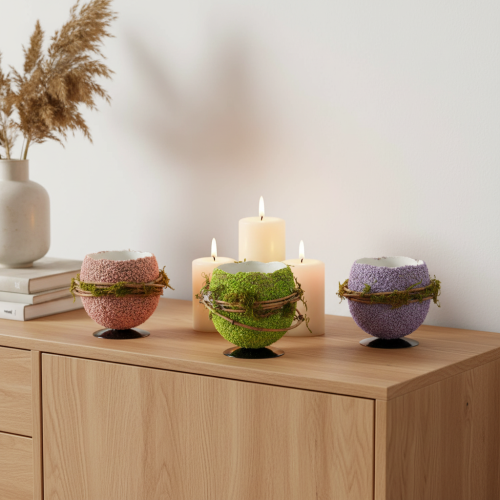 daiktų Velykinių kiaušinių dekoratyvinis dubenėlis pavasariui arba Velykų stalo dekoravimui, 9 cm, 4 vnt.